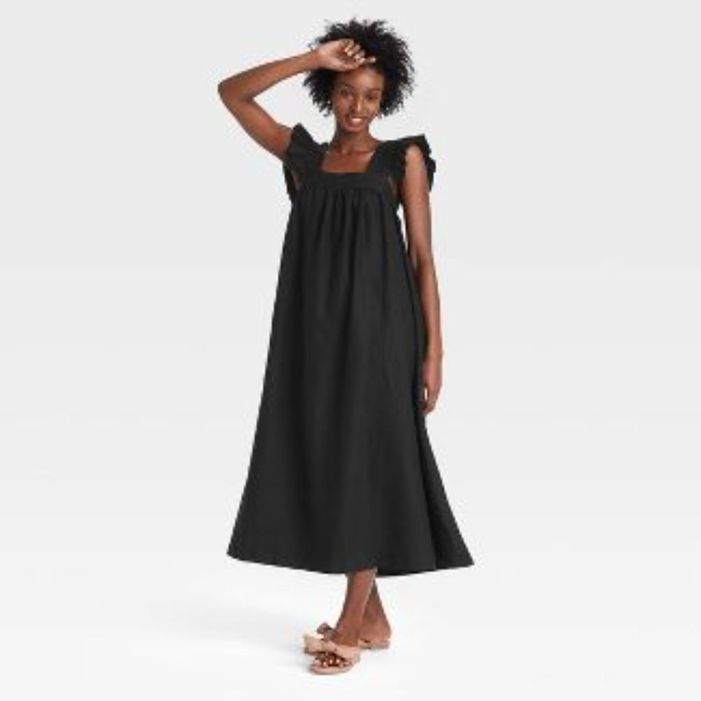 Target A New Day Women's Short Ruffle Sleeve A-Line Dress Black XS NWT